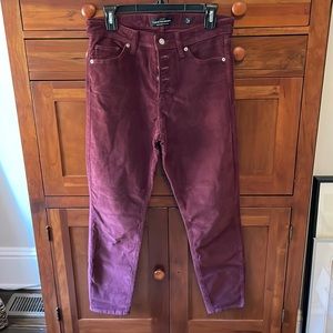 Maroon Corduroy Skinny Pants